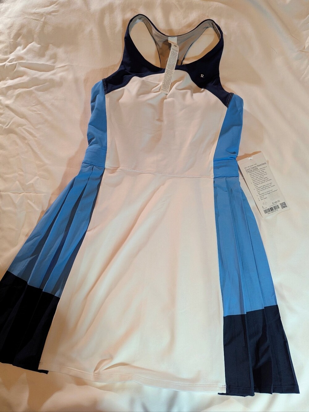NWT Lululemon Court Champ Racerback Tennis Dress White Blue S